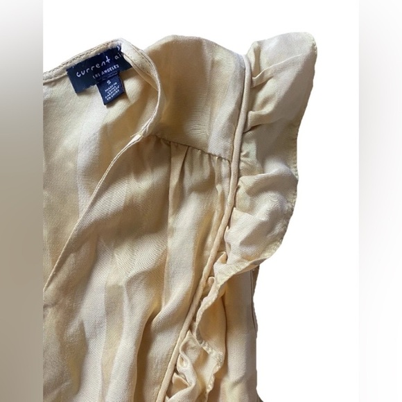 Current Air Jumpsuit Small Womens Yellow Striped Ruffle Sleeve Tie Front - Picture 3 of 6